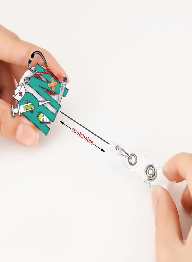 Hanreshe Retractable Badge Holder, RN Medical Design ID Card Reel, Nurse Stethoscope Badge Clip, Teal - Image 3