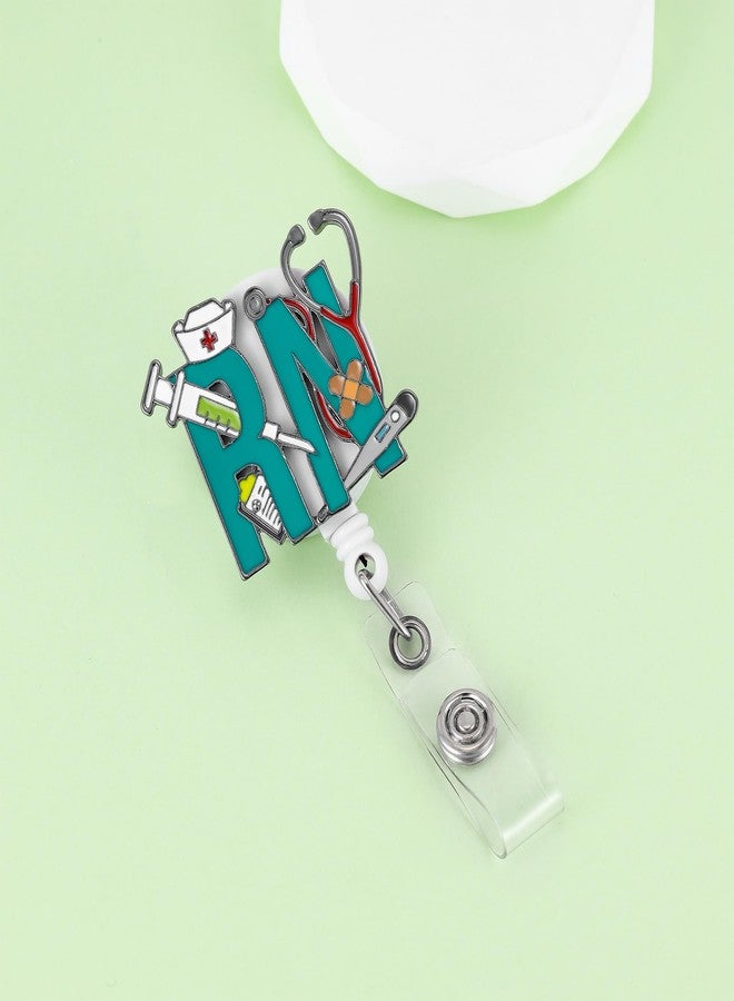 Hanreshe Retractable Badge Holder, RN Medical Design ID Card Reel, Nurse Stethoscope Badge Clip, Teal - Image 4