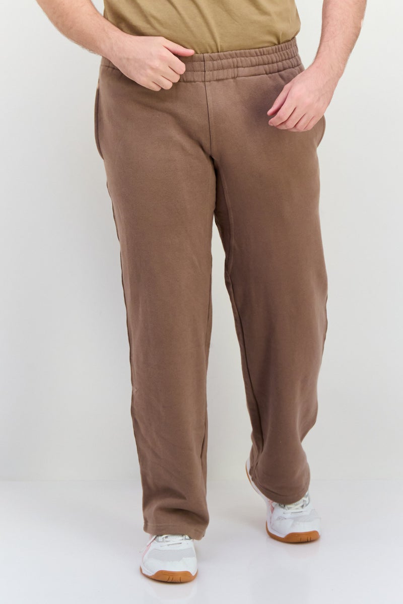 Beause Men Regular Fit Drawstring Solid Sweatpants, Sand Brown - Image 1