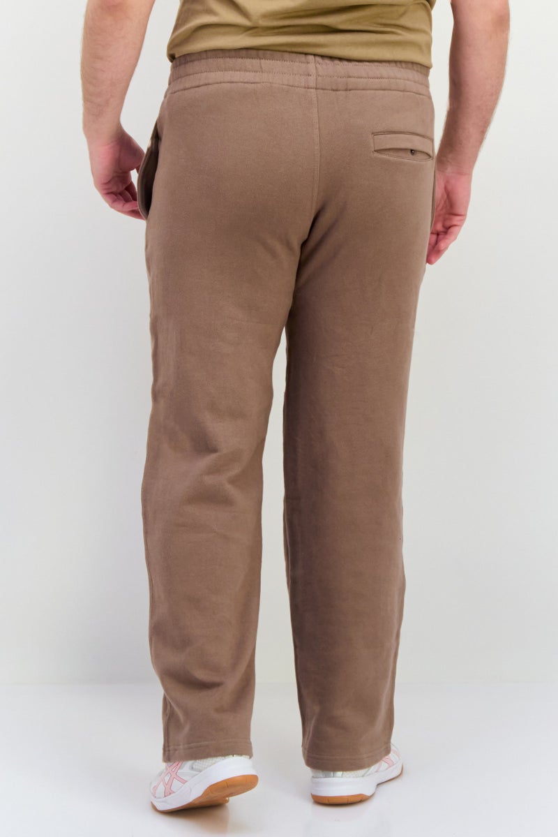 Beause Men Regular Fit Drawstring Solid Sweatpants, Sand Brown - Image 3