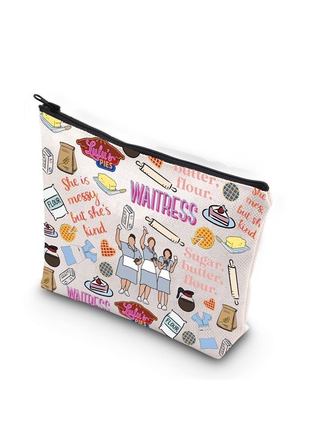 WCGXKO Waitress Inspired Gift Musical Theater Gift She Is Messy But She Is Kind Zipper Pouch Makeup Bag (WAITRESS) - Image 1