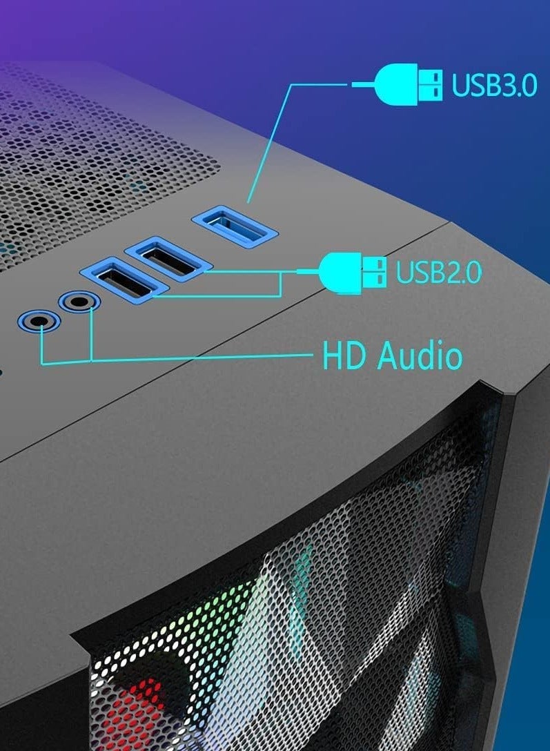 FIRST PLAYER أجهزة الكمبيوتر المكتبية للألعاب/محطات العمل الاقتصادية: كور i7 | 16 جيجابايت رام | GTX 1660 سوبر 6 جيجابايت | 1 تيرابايت NVME SSD/SATA | ويندوز 11 | جاهز للواي فاي - Image 3