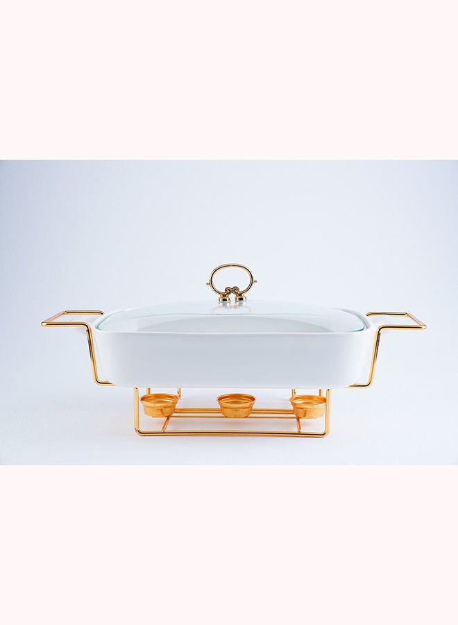 Pan Home ليلك - سخان طعام مستطيل 3.6 لتر - أبيض وذهبي - Image 2