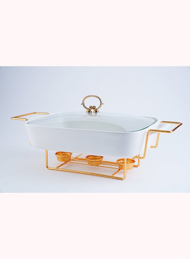 Pan Home ليلك - سخان طعام مستطيل 3.6 لتر - أبيض وذهبي - Image 3