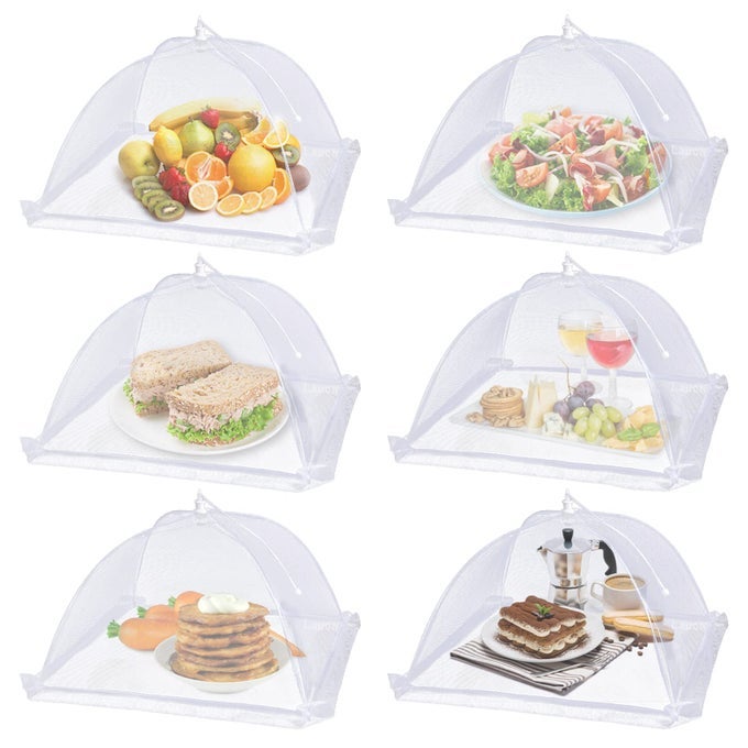 LARGE FOOD COVER6 PACK MESH FOOD TENT17X17WHITE NYLON COVERSPOPUP UMBRELLA SCREEN TENTSPATIO NET FOR OUTDOOR CAMPING PICNICS PARTIESBBQCOLLAPSIBLE AND REUSABLE