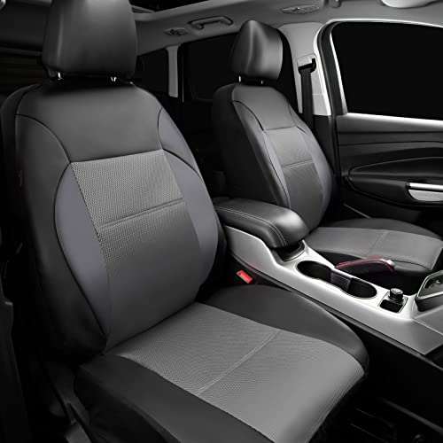 CAR PASS Luxurious Faux PU Leather Universal Seat Covers Set, Car Seat Cover Full Set Fit for Vehicles Sedan SUVs Trucks with Super 5mm Composite Sponge Inside, Airbag Compatible (Black and Gray) - Image 2