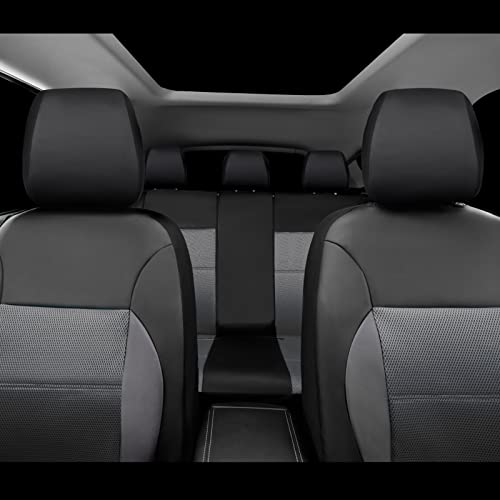 CAR PASS Luxurious Faux PU Leather Universal Seat Covers Set, Car Seat Cover Full Set Fit for Vehicles Sedan SUVs Trucks with Super 5mm Composite Sponge Inside, Airbag Compatible (Black and Gray) - Image 4
