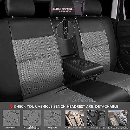 CAR PASS Luxurious Faux PU Leather Universal Seat Covers Set, Car Seat Cover Full Set Fit for Vehicles Sedan SUVs Trucks with Super 5mm Composite Sponge Inside, Airbag Compatible (Black and Gray) - Image 5