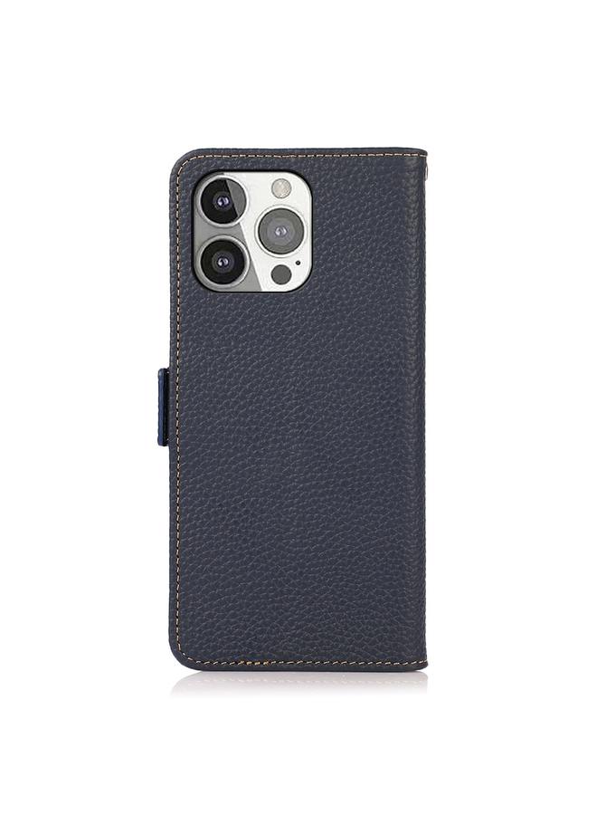 S-TOP Case For iPhone 13 Pro KHAZNEH Side-Magnetic Litchi Genuine Leather RFID Case - Image 3