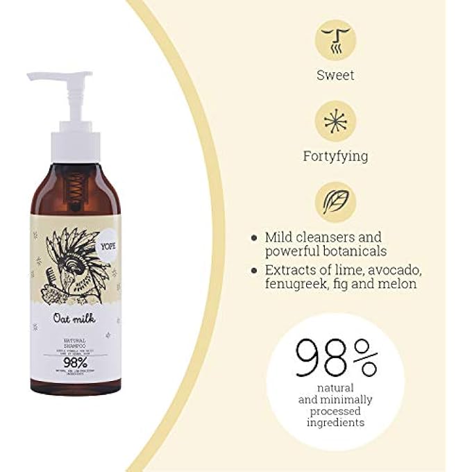 YOPE NATRLICHES SHAMPOO | FR NORMALES UND TROCKENES HAAR | 98% AUS NATRLICHEN ZUTATEN | OAT MILK | VEGAN SHAMPOO, 300 ML - Image 3