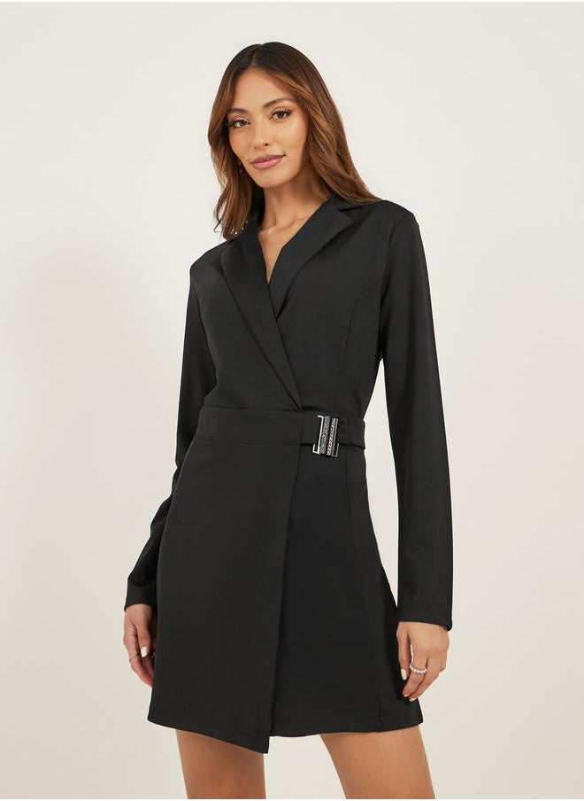 Styli - Wrap Buckle Detail Lapel Collar Tailored Romper - Image 1