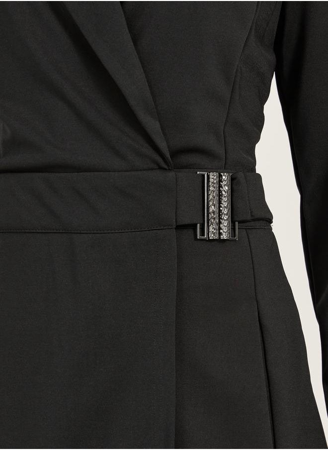 Styli - Wrap Buckle Detail Lapel Collar Tailored Romper - Image 1