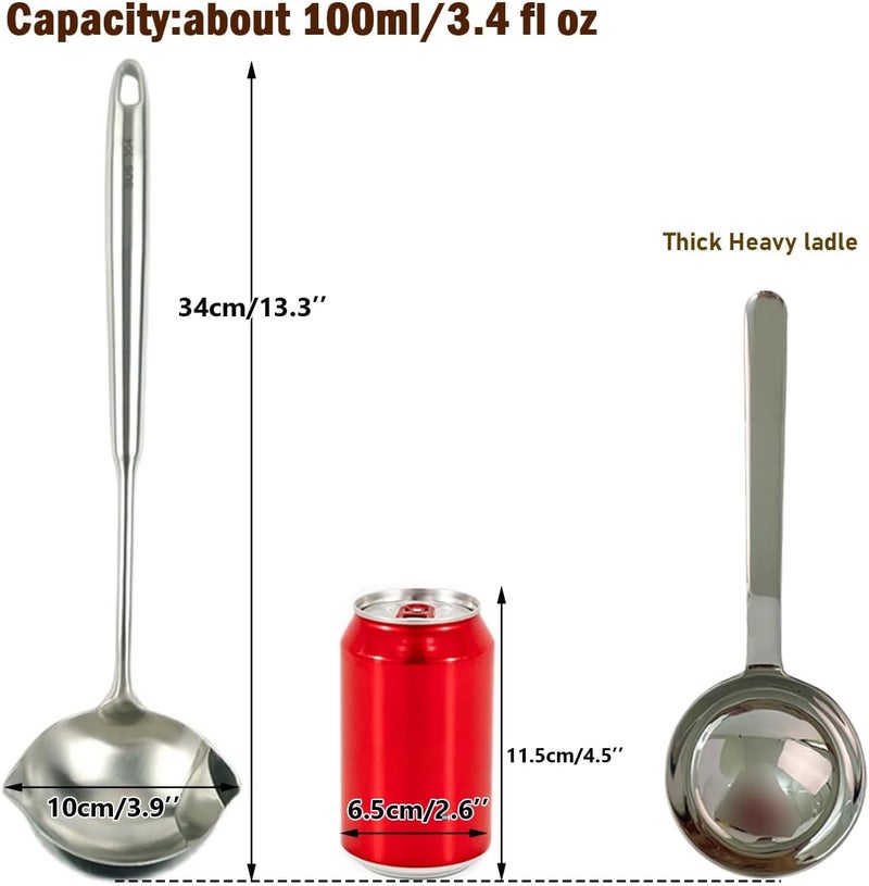 Txhlyx Thick Heavy ladle,18/10 Stainless Steel Scoop spoon for flour,soybeans,stews,and other liquid dishes 10 inch 1Pack - Image 3