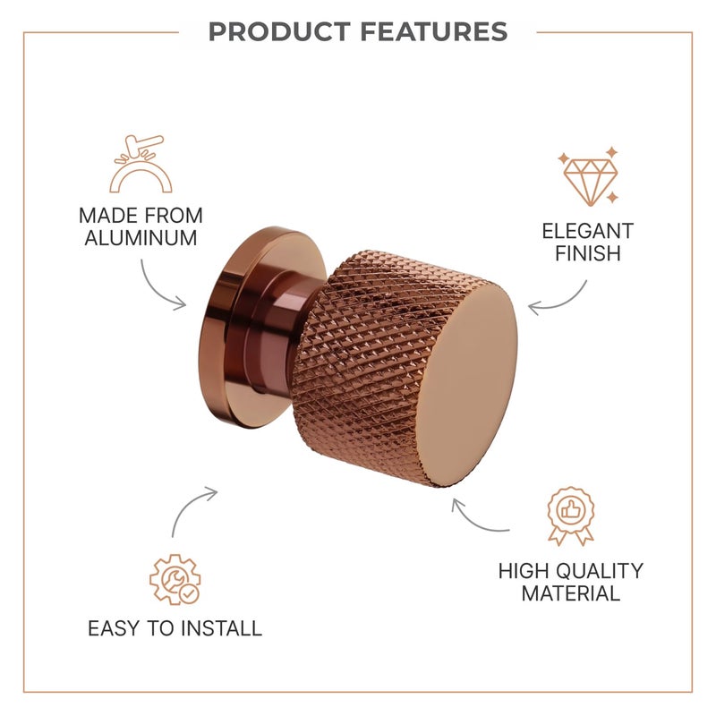 LAPO مقابض من قطعتين للخزائن - مقبض درج من الألمنيوم الحديث للمطبخ، وخزانة الملابس، والخزانة، والأثاث المنزلي (تشطيب ذهب وردي PVD) - Image 3