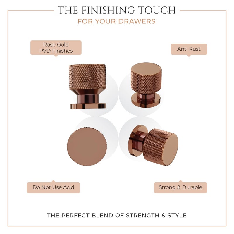 LAPO مقابض من قطعتين للخزائن - مقبض درج من الألمنيوم الحديث للمطبخ، وخزانة الملابس، والخزانة، والأثاث المنزلي (تشطيب ذهب وردي PVD) - Image 5