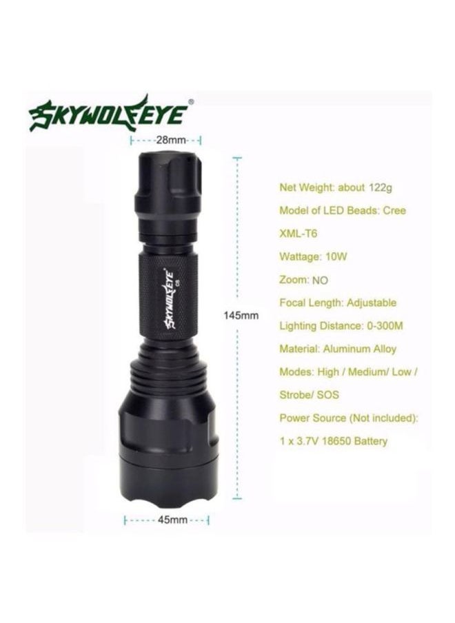 NIBEMINENT - 5000Lm C8 XM-L T6 LED 18650 Flashlight 5 Mode Torch Tactical Light Lamp Black 145x45x28mm - Image 1