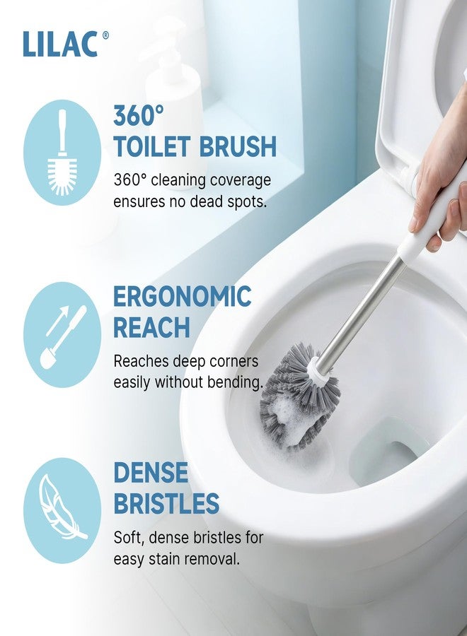 Lilac 2 Pack Toilet Brush and Holder,Ergonomic, Elegant, Durable, Toilet Bowl Brush for Bathroom - Image 5