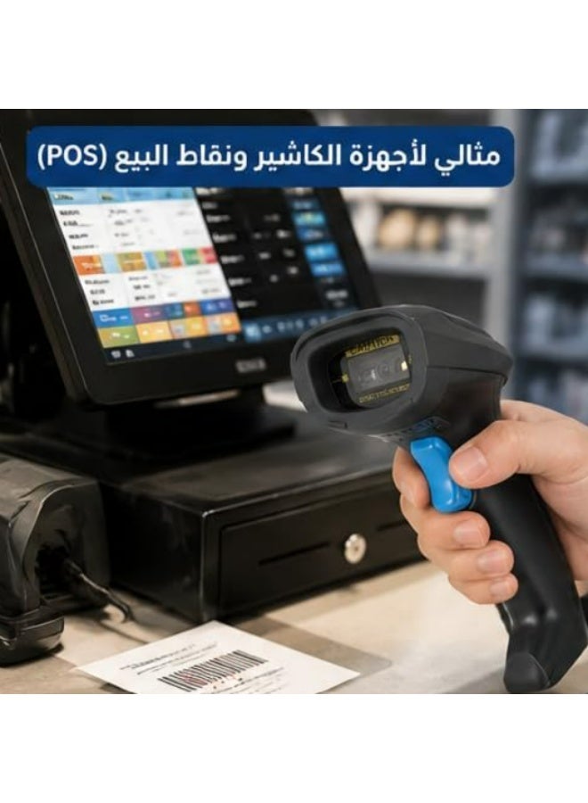 سيبل ماسح الباركود السلكي Syble XB-6258 ثنائي الأبعاد – قارئ QR والباركود عبر USB – مستشعر CMOS – توصيل وتشغيل مباشر – أسود - Image 3