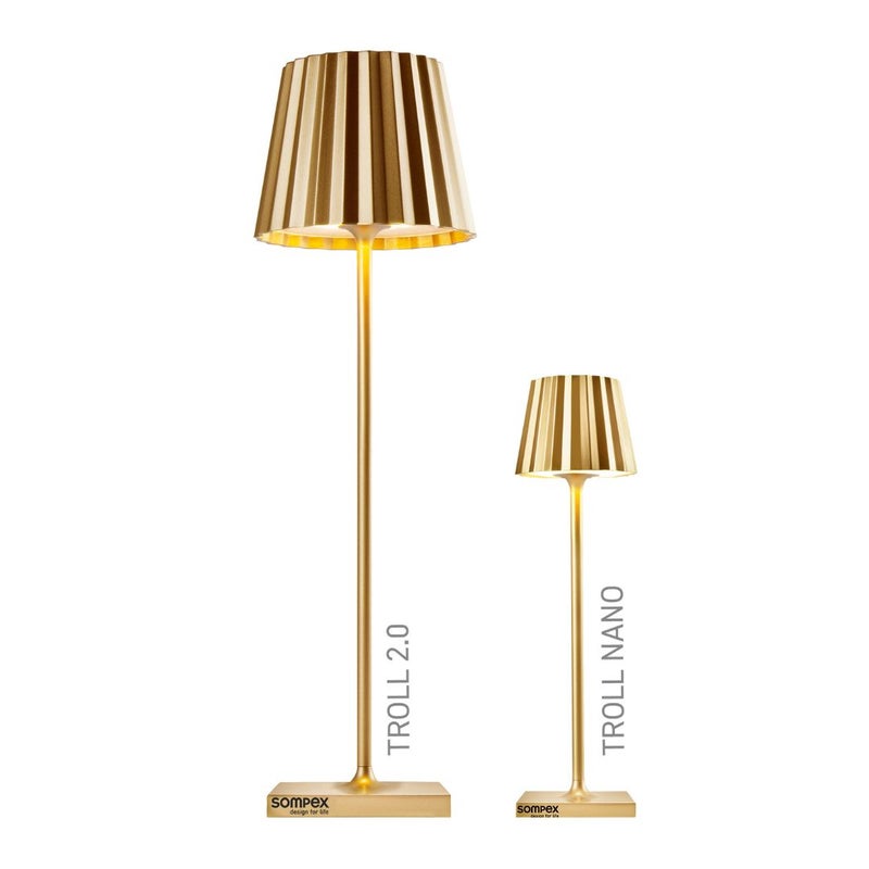 Sompex Troll Nano Table Lamp (Glossy finish) | Indoor & Outdoor | 2 light colours | Stepless touch dimmer | 1.6W LED Battery Operated | Aluminium | 54 (splash and dust proof) 10 x 21 cm - Copper - Image 3