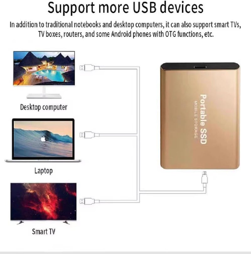 محرك أقراص صلبة خارجي محمول سعة 2 تيرابايت، أقراص SSD مصغرة، أقراص صلبة خارجية، محرك نسخ احتياطي للكمبيوتر، يدعم نقل البيانات عبر USB 3.1 إلى Type-C لأنظمة Windows XP وأجهزة الكمبيوتر المحمولة وMac. - Image 4