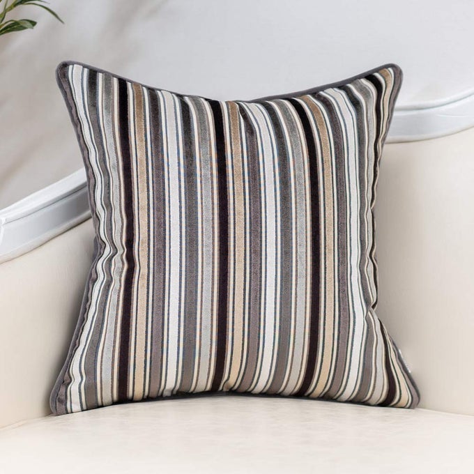 Grey Striped Throw Pillow Cover Multicolor Velvet Cushion Cover Modern Bohemian Pillowcase for Sofa Couch Bedroom Living Room Home Christmas Decoration18x18 Inch