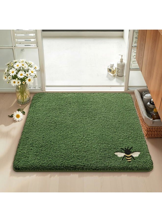 Lumi Bathroom Rugs Cute Bee, Soft Absorbent Square Bath Mat Non-Slip, Machine Washable Quick Dry Green Luxury Rug Animal for Kids Room, Bathtub, Home Decor, 32"x32" - Image 3