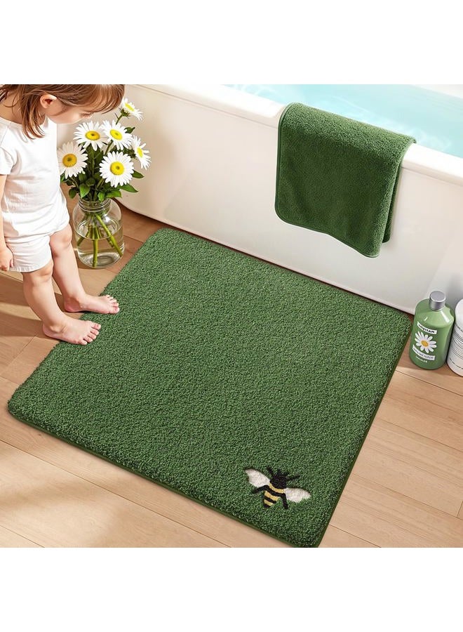 Lumi Bathroom Rugs Cute Bee, Soft Absorbent Square Bath Mat Non-Slip, Machine Washable Quick Dry Green Luxury Rug Animal for Kids Room, Bathtub, Home Decor, 32"x32" - Image 5