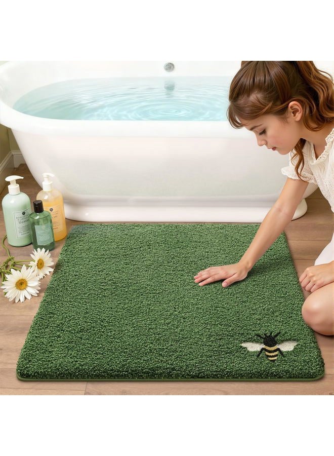 Lumi Bathroom Rugs Cute Bee, Soft Absorbent Square Bath Mat Non-Slip, Machine Washable Quick Dry Green Luxury Rug Animal for Kids Room, Bathtub, Home Decor, 32"x32" - Image 4