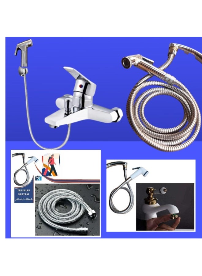 Shams An external bidet with a 1.5-meter hose that can withstand water pressure even when the water motor code 200 is running. It can be used with more than one water chest, making it the first choice for travel. - Image 5