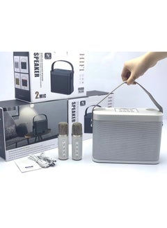 YS YS-219 Bluetooth Karaoke Speaker System with Dual Wireless Microphones – Powerful Portable Sound System with Deep Bass, Vocal Effects, USB/TF Playback, Rechargeable Battery for Outdoor Parties, Events & Gatherings  Silver  - Image 4