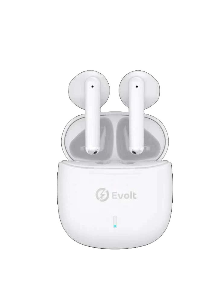 Evolt True Wireless Earbuds BT V5.3 Playtime Upto 18 Hrs With Smart touch control (White)