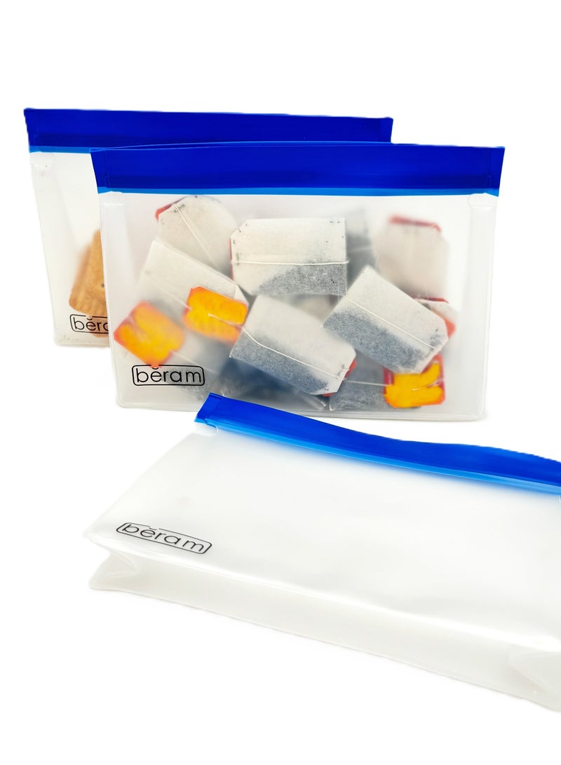 Beram Reusable Storage Bags, Ziploc Containers, Dishwasher Safe, Leak Proof, BPA Free, PEVA Material, Freezer Safe Lunch Bags, Sandwich Bags, Gallon Bags, Food Safe Picnic and Travel Pouches  - Image 1