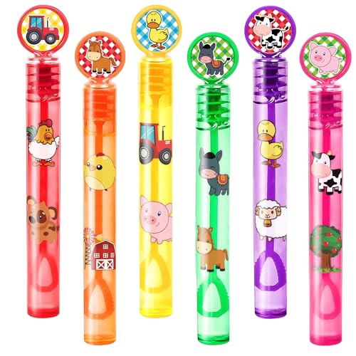 MDNHIO 24PCS Farm Animal DIY Bubble Wands Party Favors 96PCS Stickers for Goodie Bag Fillers Pinata Stuffers Mini Bubble Bulk Birthday Party Supplies Toys Gifts Class Prizes for Toddlers Boys Girls - Image 1