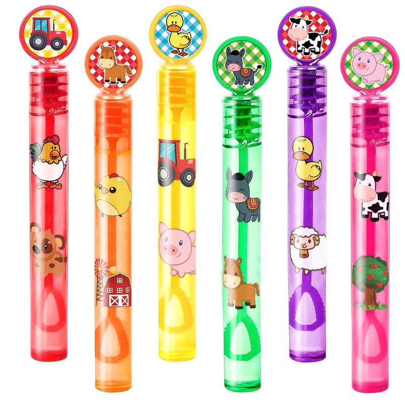 MDNHIO 24PCS Farm Animal DIY Bubble Wands Party Favors 96PCS Stickers for Goodie Bag Fillers Pinata Stuffers Mini Bubble Bulk Birthday Party Supplies Toys Gifts Class Prizes for Toddlers Boys Girls - Image 2