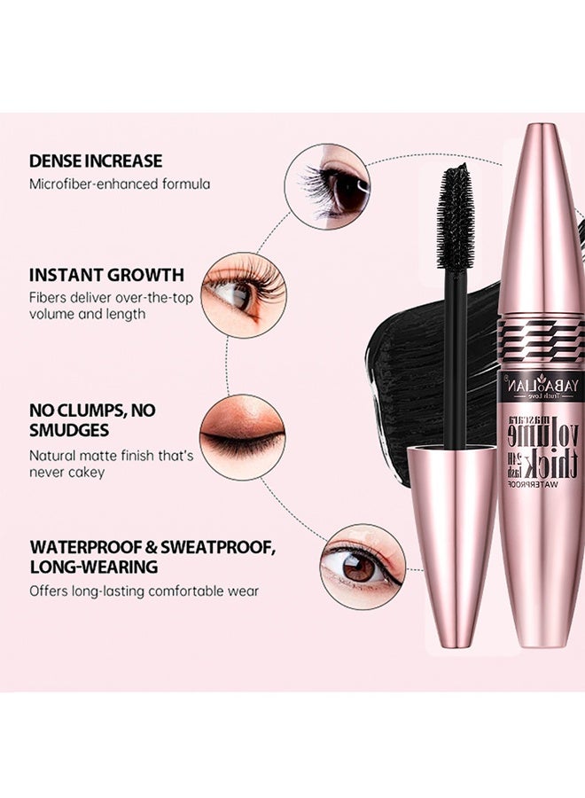 Yabaolian Volume Mascara Thick Curling 24H Lash Waterproof Long Lasting Lengthens Strengthens Mascara, Women Eye Makeup Cosplay Party Use (Black) - Image 5