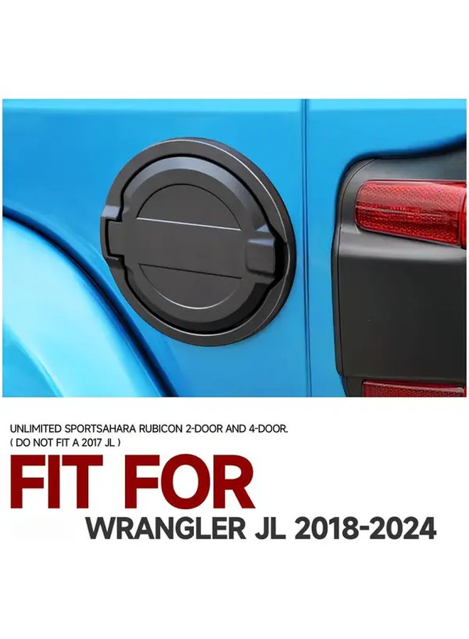 غطاء وقود أسود فاخر بآلية أمان لسيارة جيب JL 2018-2024 ببابين، 4 أبواب، 4XE Unlimited Sport Rubicon Sahara، تركيب سهل بدون حاجة للحفر، ألومنيوم متين مقاوم للخدش والتآكل بلمسة نهائية مطفي. - Image 3