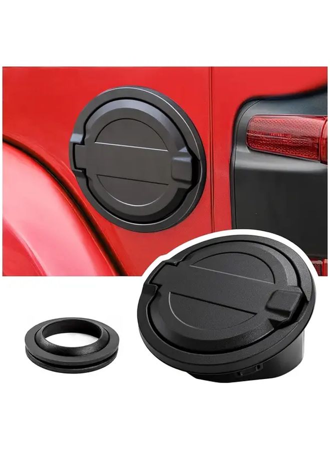 غطاء وقود أسود فاخر بآلية أمان لسيارة جيب JL 2018-2024 ببابين، 4 أبواب، 4XE Unlimited Sport Rubicon Sahara، تركيب سهل بدون حاجة للحفر، ألومنيوم متين مقاوم للخدش والتآكل بلمسة نهائية مطفي. - Image 1