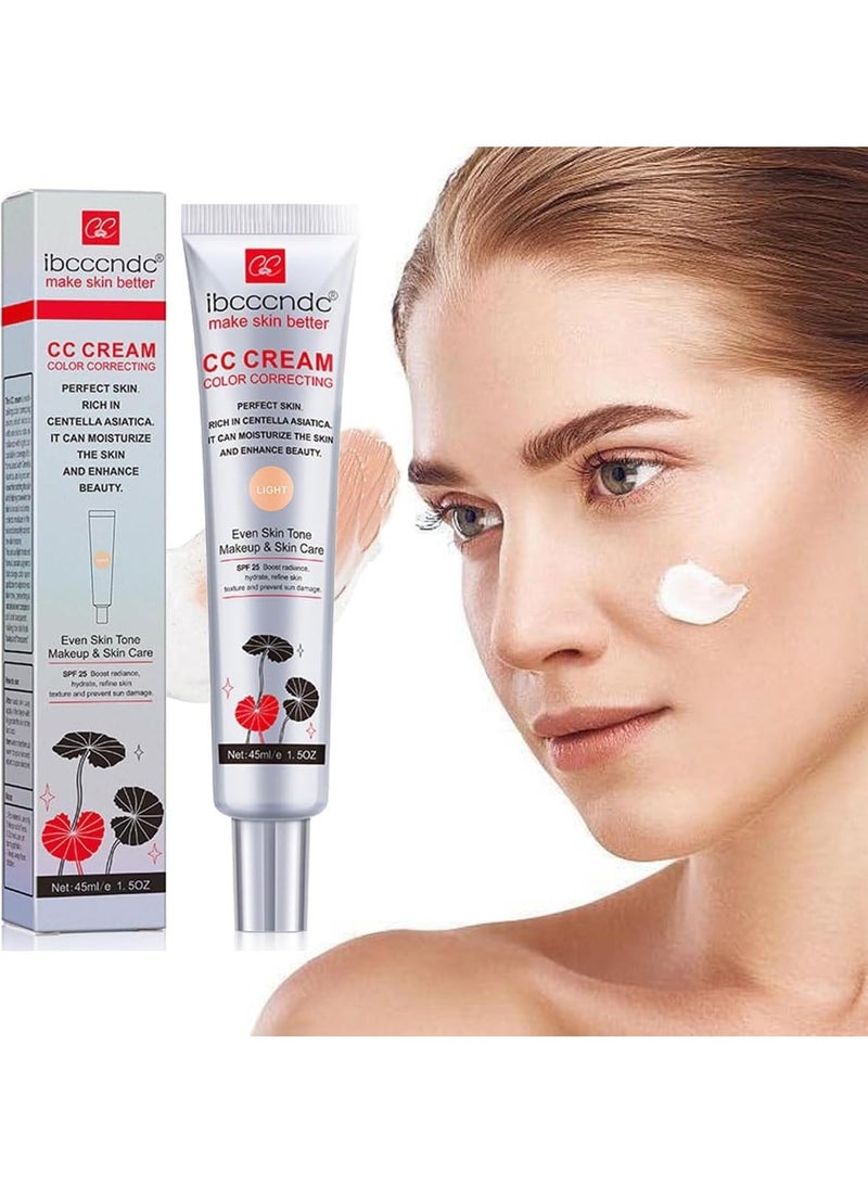 ibcccndc كريم تصحيح اللون CC، كريم أساس مرطب CC مع سنتيلا أسياتيكا، برايمر متعدد الاستخدامات قبل المكياج، خافي عيوب مرطب للوجه، واقي شمس، كريم CC بتغطية كاملة مع SPF 25، داكن - Image 1