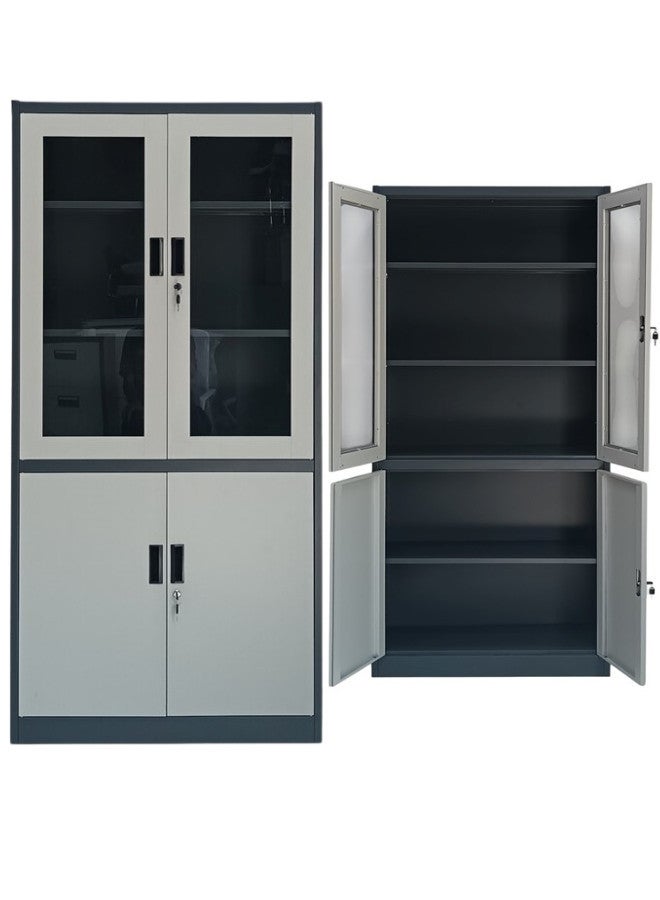 ALWASIT HOME Best Steel Big size Metal Bookshelf With Glass for  Office SUL-039 Cupboard, Steel Filing Cupboard, Cabinet with Shelves, Flush Key lock (Metal Grey/Black) - Image 4