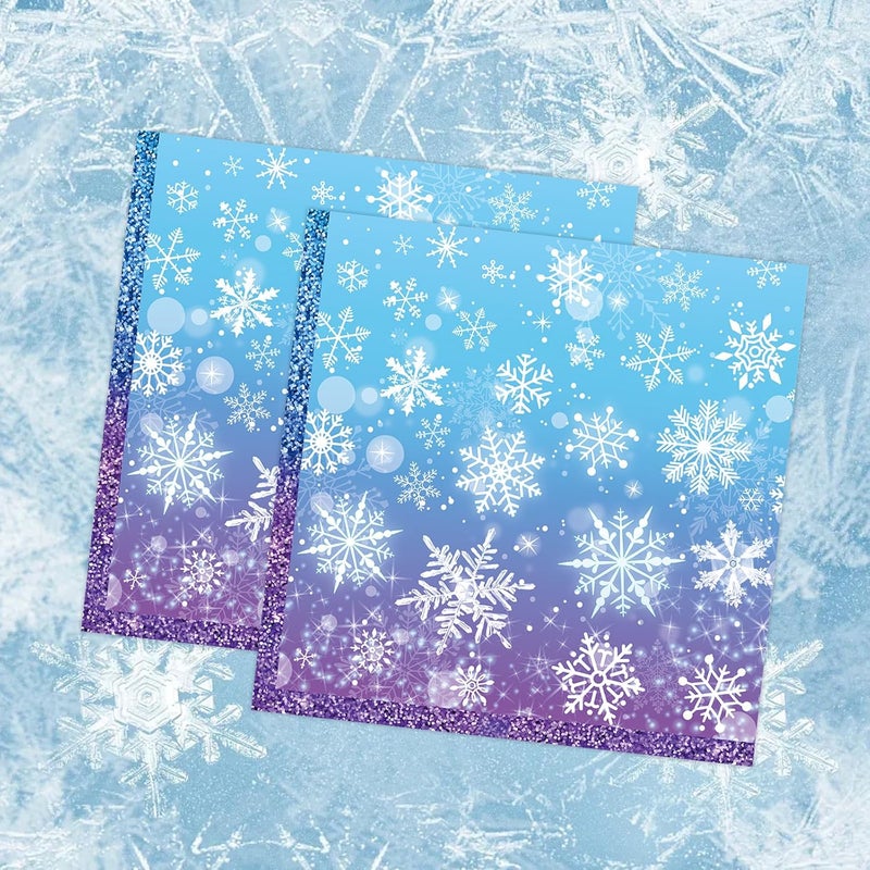 KFJBPB 50 Pcs Snowflake Napkins 13 x 13 Inches, Blue Winter Wonderland Paper Napkins Disposable Luncheon Party Napkin Cocktail Napkins for Christmas Birthday Party Decorations (Snowflake) - Image 5