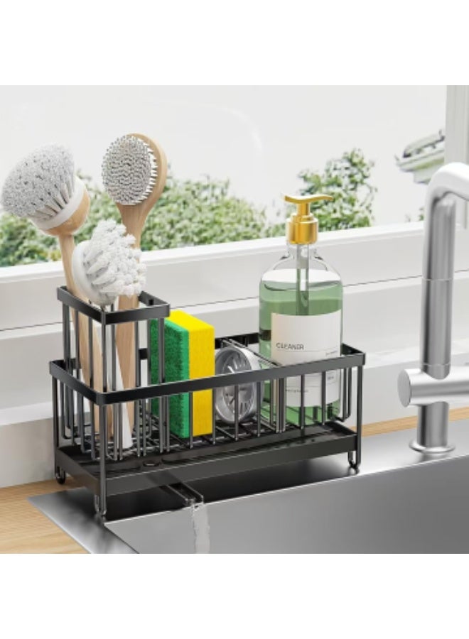 Sponge Holder for Kitchen Sink, Sink Caddy Organizer with High Brush Holder, Kitchen Countertop Organizers and Storage Essentials - Image 1