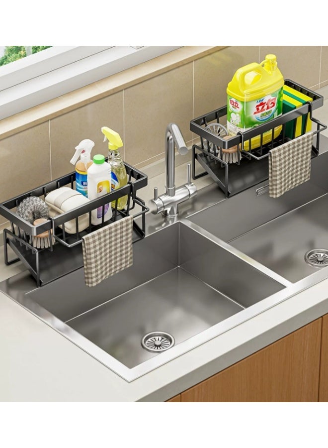 Sponge Holder for Kitchen Sink, Sink Caddy Organizer with High Brush Holder, Kitchen Countertop Organizers and Storage Essentials - Image 2