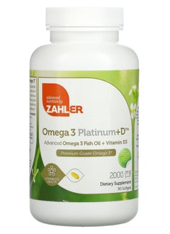 Omega 3 Platinum+D Advanced Omega 3 Fish Oil + Vitamin D3 2000 mg 90 Softgels (1000 mg per Softgel)