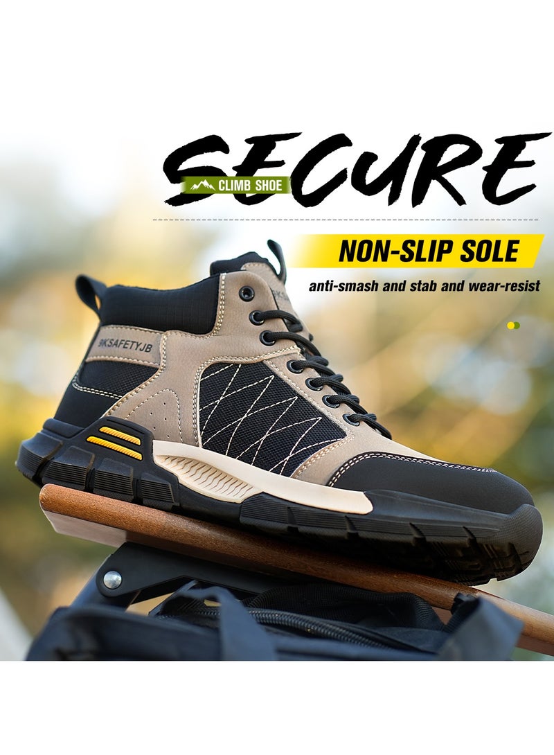 Men's Safety Shoes Steel Toe Boots Work Construction Shoes Lightweight Breathable Non-slip Indestructible Boots (45 EUR) - Image 1