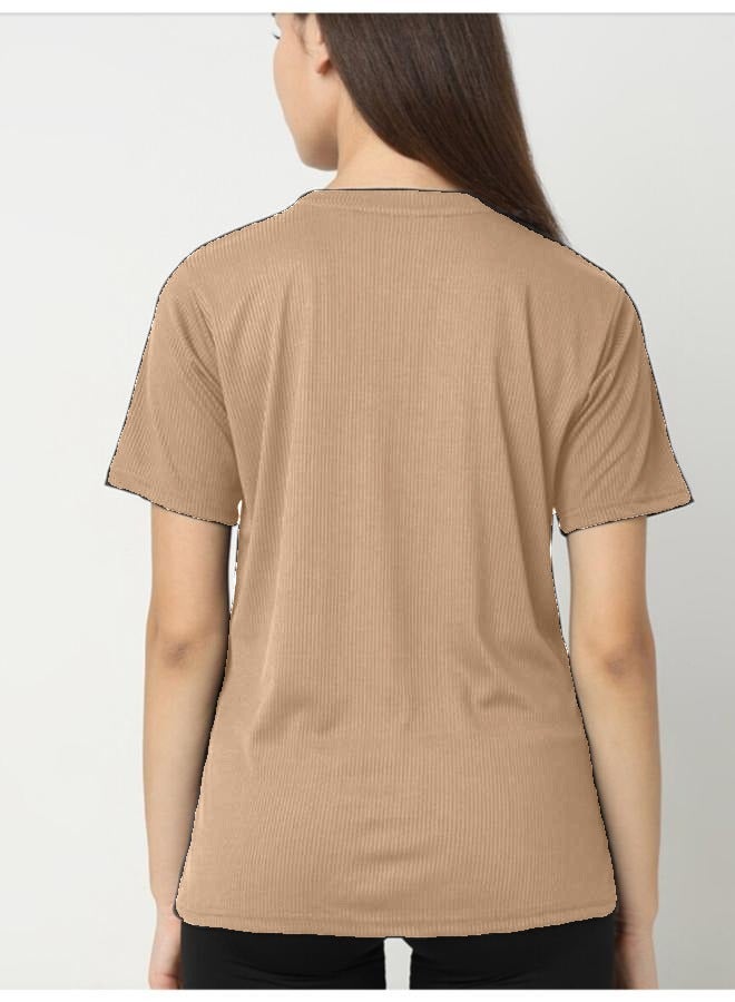 Self Design Round Neck Long Sleeves Anti Odour Cotton T-shirt Free Size - Image 2