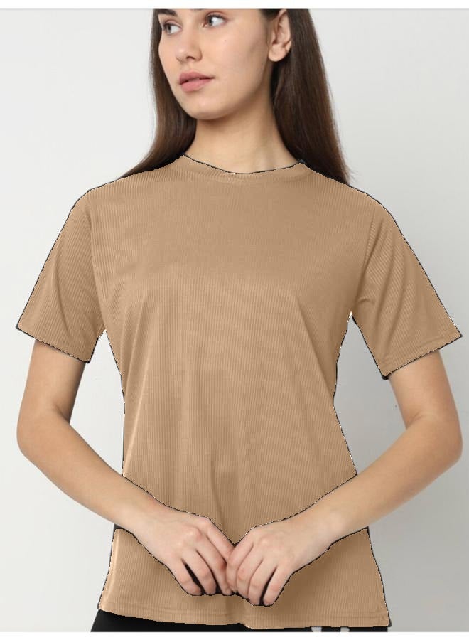 Self Design Round Neck Long Sleeves Anti Odour Cotton T-shirt Free Size - Image 3