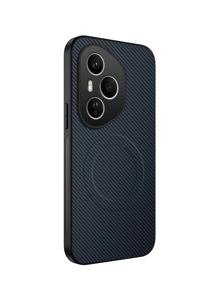 General Magnetic Case Compatible Honor 400 Pro 5G 【Support Wireless Charging】 Leather Case Carbon Fiber Texture Shockproof Protective Back Cover 