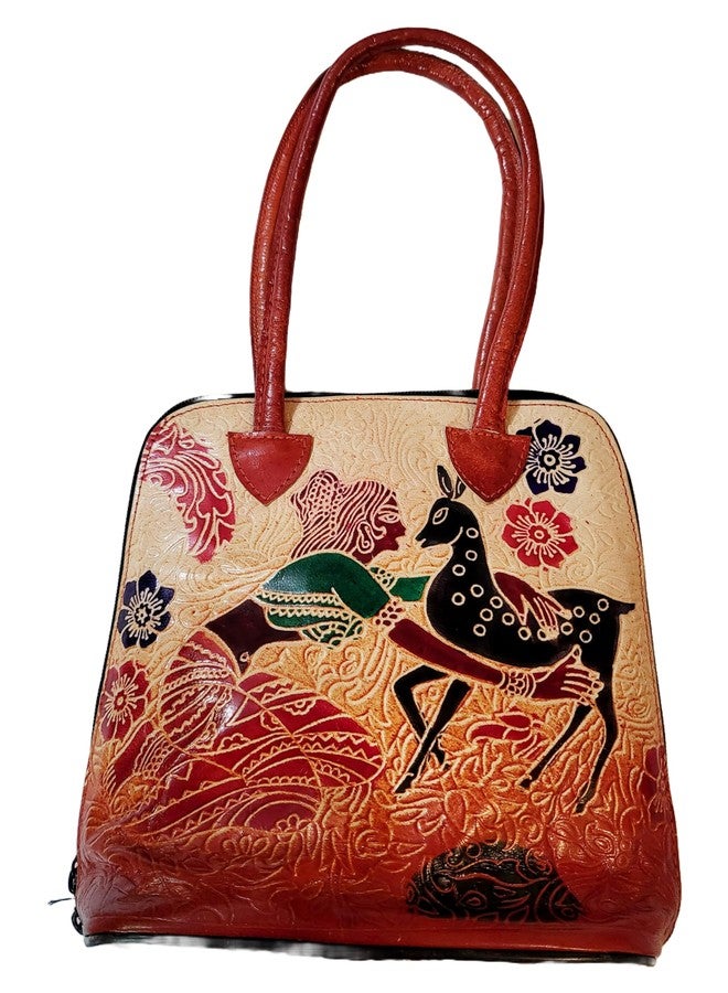 CLASSIQUE Shantiniketan Pure Leather Traditional Printed Handbag Shoulder For Women Shakuntala Printed - Image 1