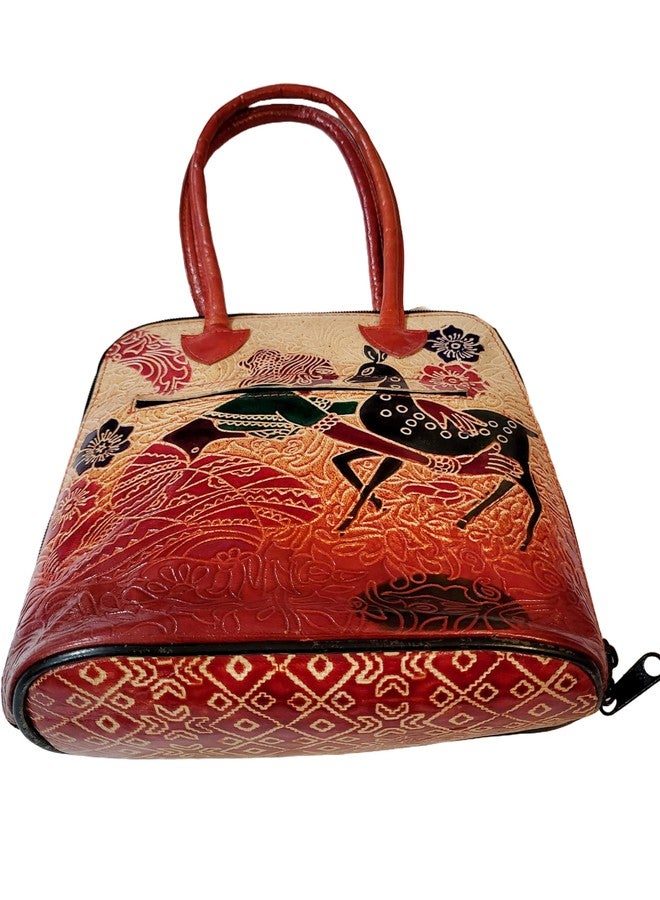 CLASSIQUE Shantiniketan Pure Leather Traditional Printed Handbag Shoulder For Women Shakuntala Printed - Image 5