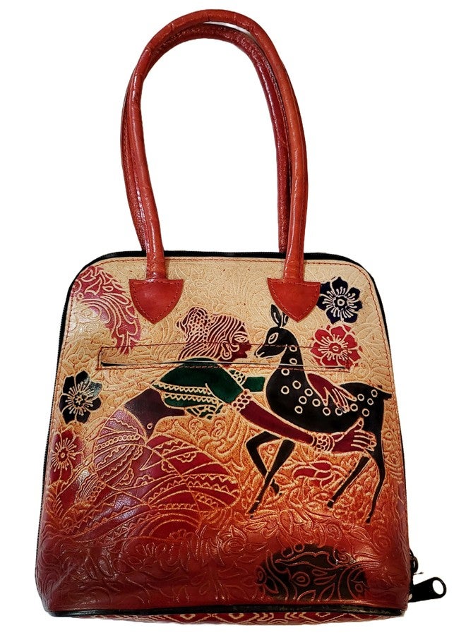 CLASSIQUE Shantiniketan Pure Leather Traditional Printed Handbag Shoulder For Women Shakuntala Printed - Image 4
